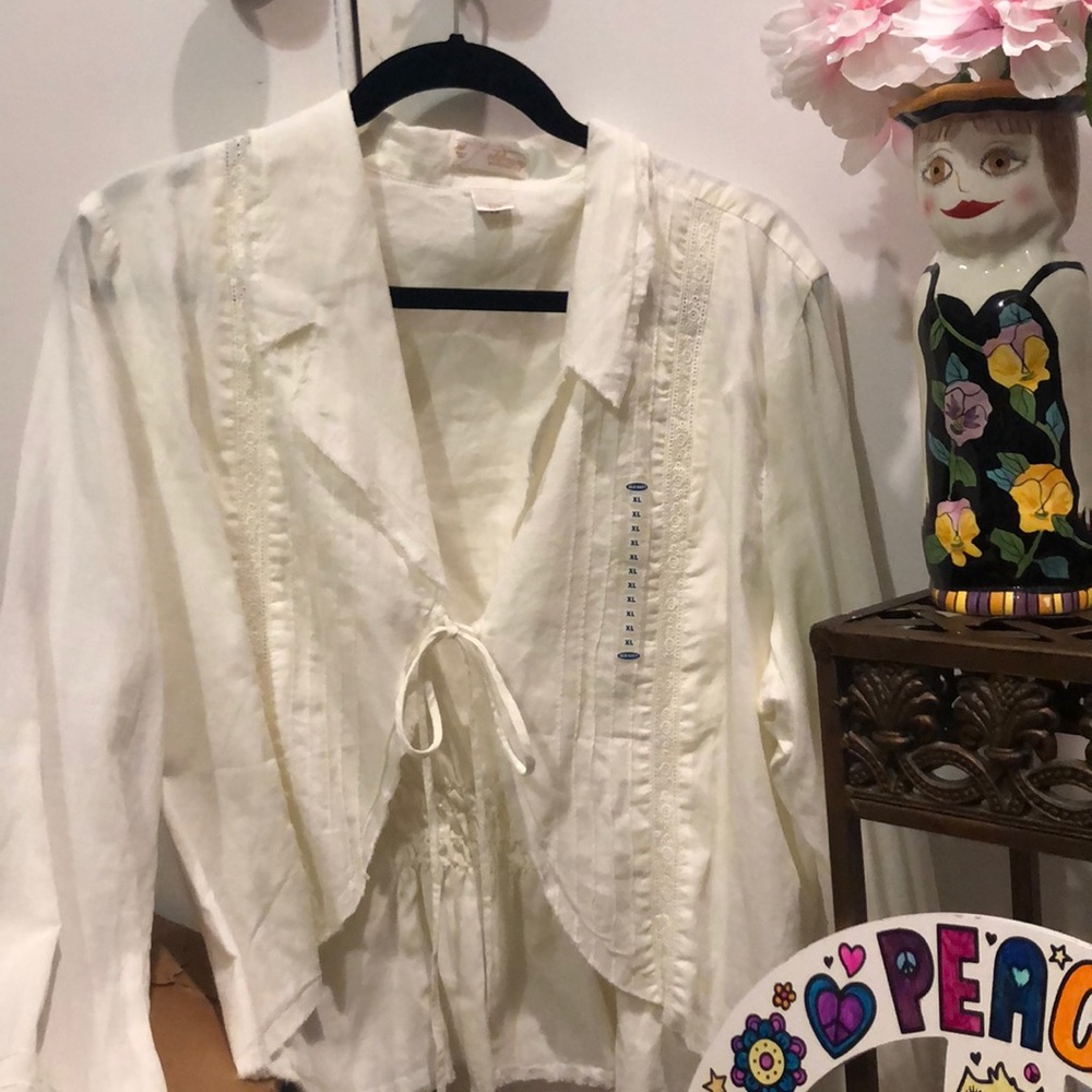 Old navy cotton open tie blouse/jacket.